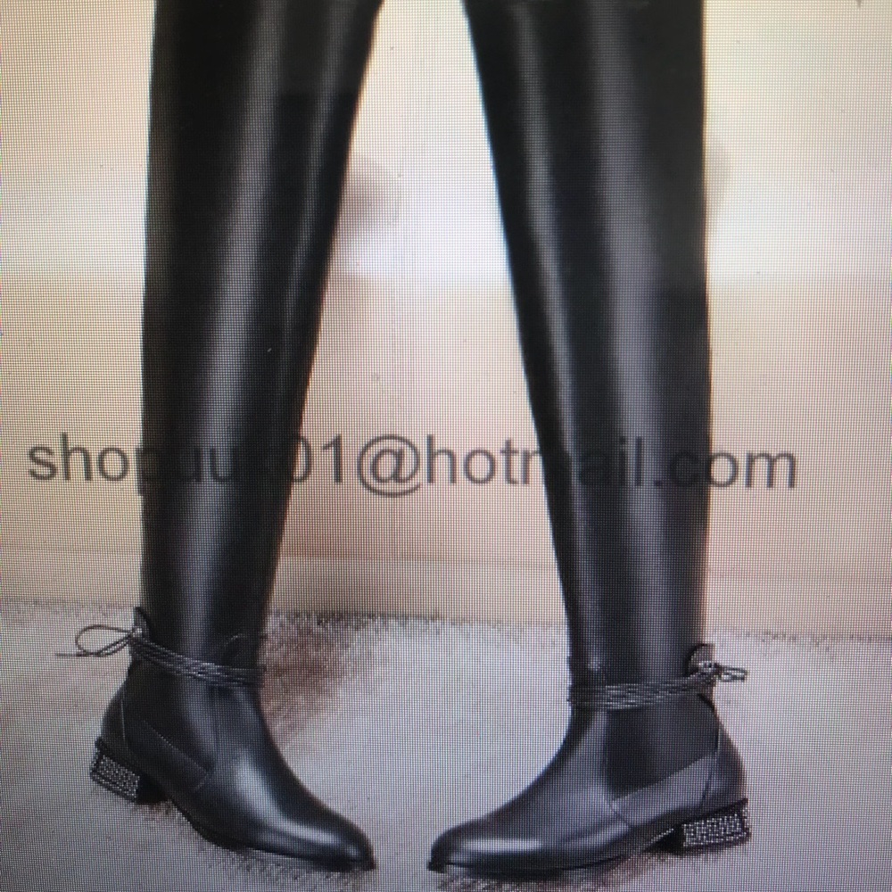 Christian Dior black leather over the knee boots
